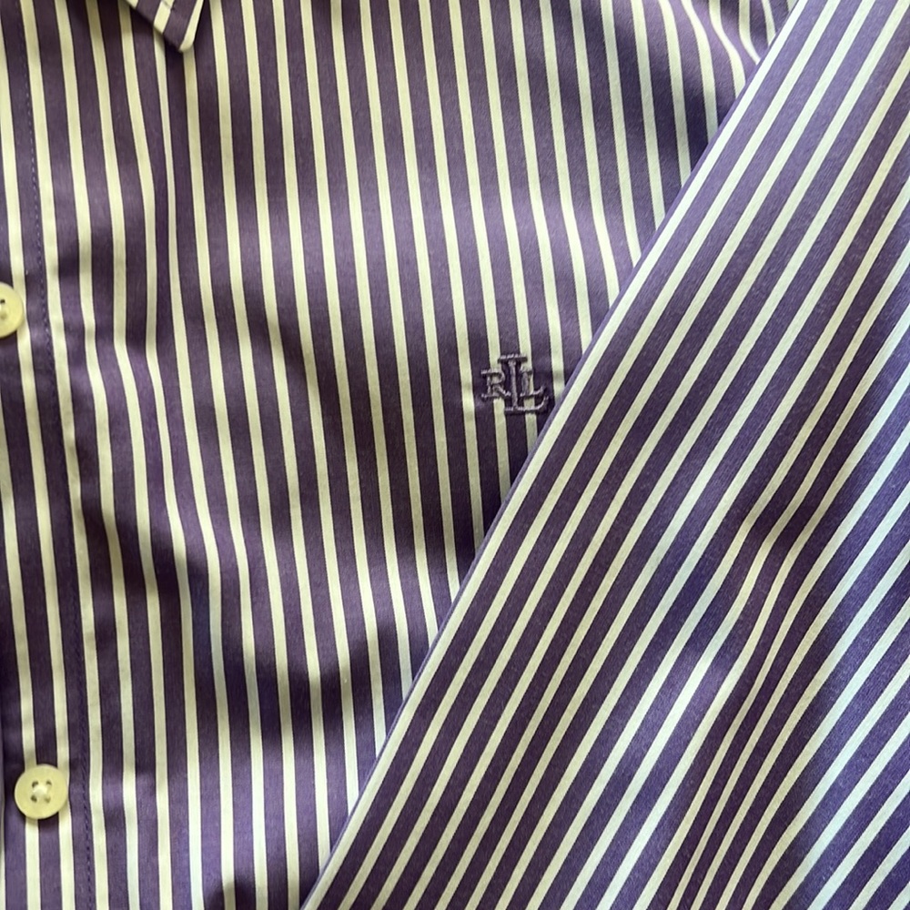 Ralph Lauren Purple & White Striped Button-Down Shirt - Picture 3 of 3
